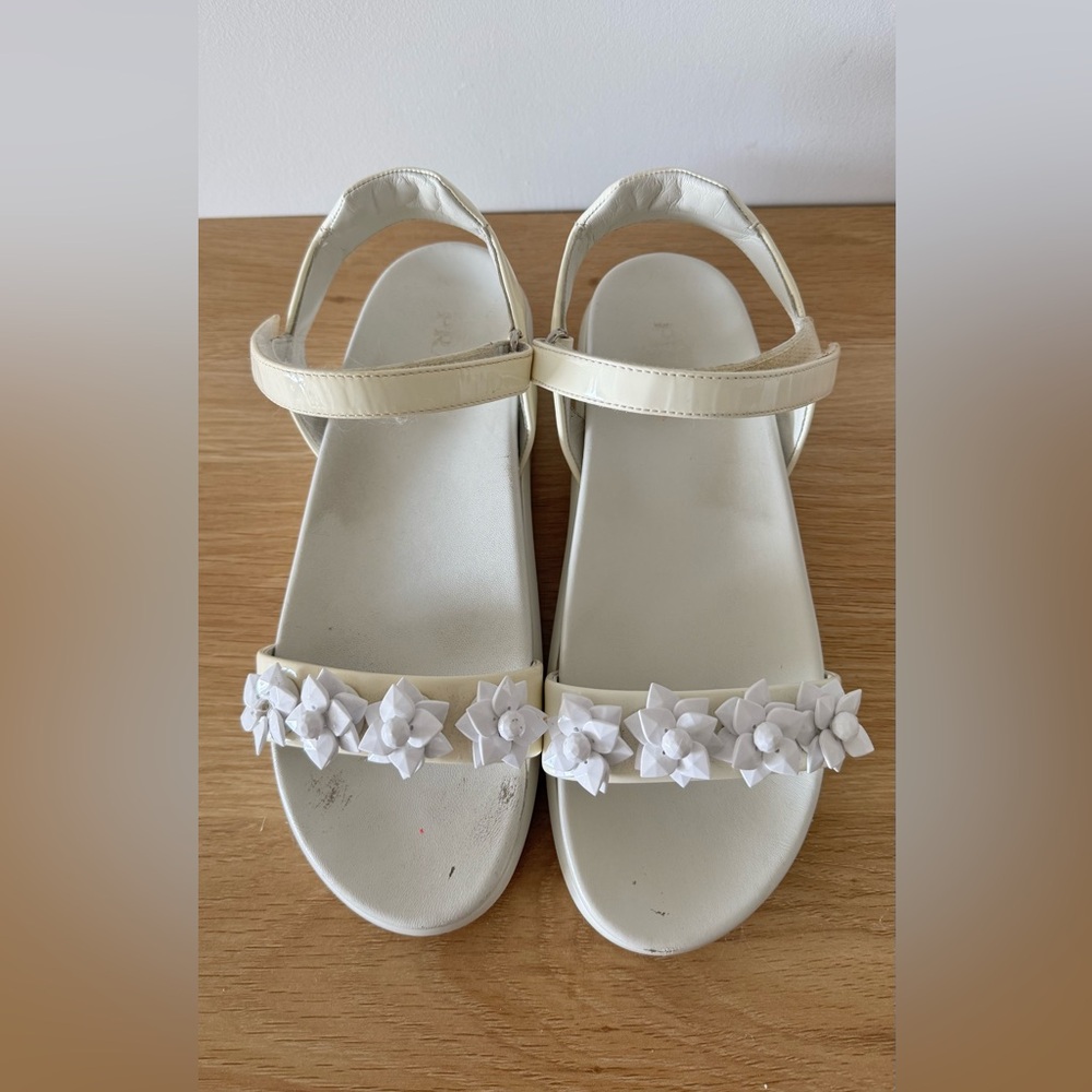 Prada White Ivory Floral Sandals with Ankle Strap leather size 39